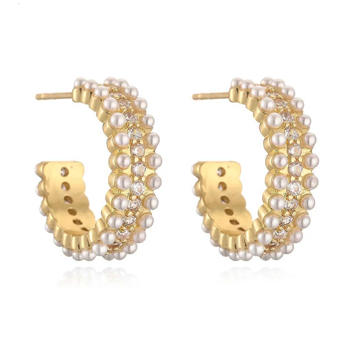 Geetry C-Shed Zircon Earring for Wen Imitation Pearl Stud Earrings Korean Fashion ly Girls Ear Jewelry Accories Y250714