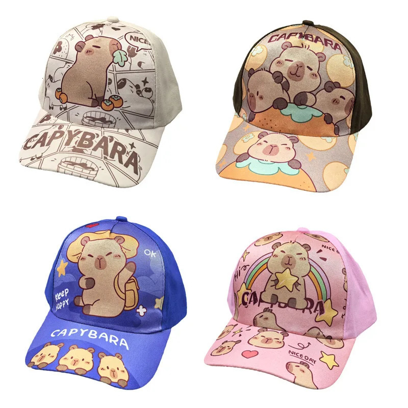 Childrens Cartoon Capybara Printed Cap Boys Girls Outdoor Sunshade Cute Capibara Hat Lovely Kids Baseball 250704