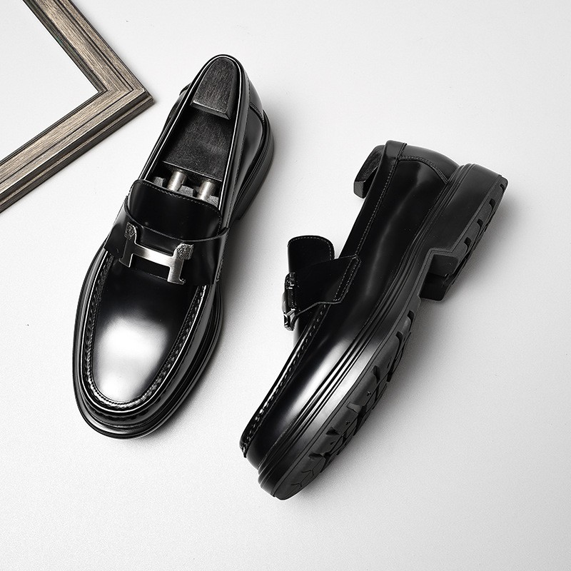Men's shoes, leather shoes for men, thick-soled European version, made of genuine leather, high-grade wedding shoes, loafers style