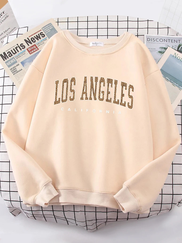 Los Angeles California USA City Leopard Womens Hoody Hipster Fit Sweatshirt Autumn Warm Fashion Casual Clothes Female 250707