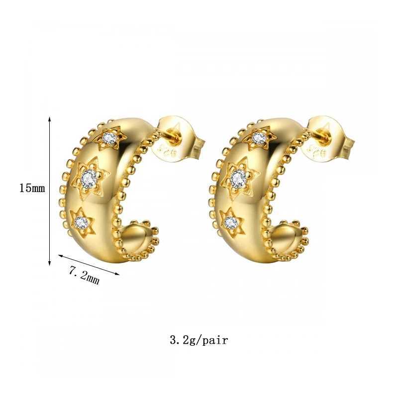 TIANDE Gold Color Charm Star Stud Earrings for Wen Exquisite Zircon Piercing Hoop Earrings 2023 Fashion Jewelry Wholes Y250714