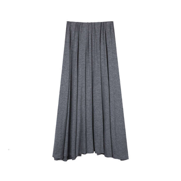Black High-Waisted For Women Summer New Style Petite Slimming Draped A-Line Flared Midi Skirt B5