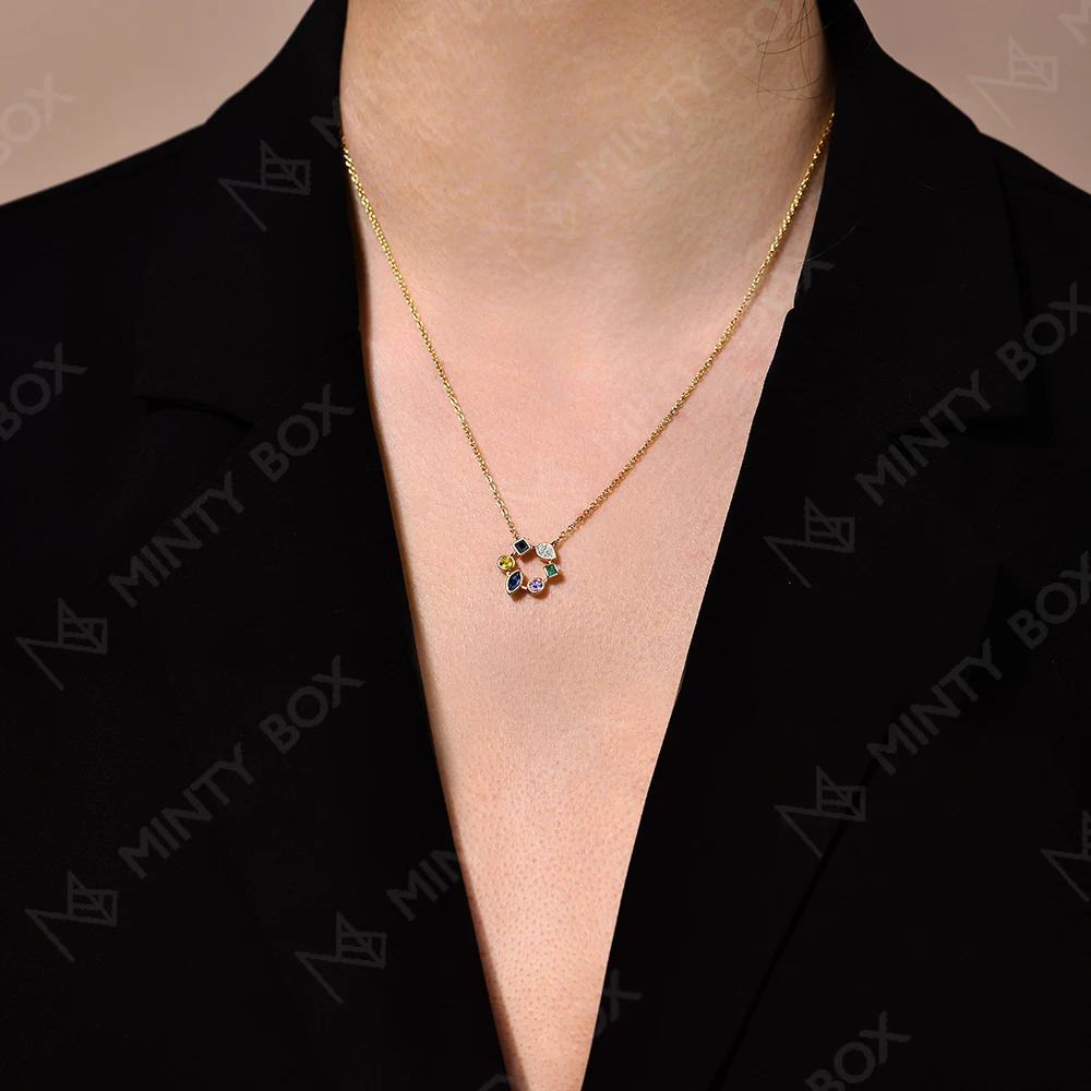 mintybox s925 Sterling Silver LabGrown Gemstone Necklaces Created Sapphire for Women 455cm Chain Wedding Fine Jewelry Gift 250712