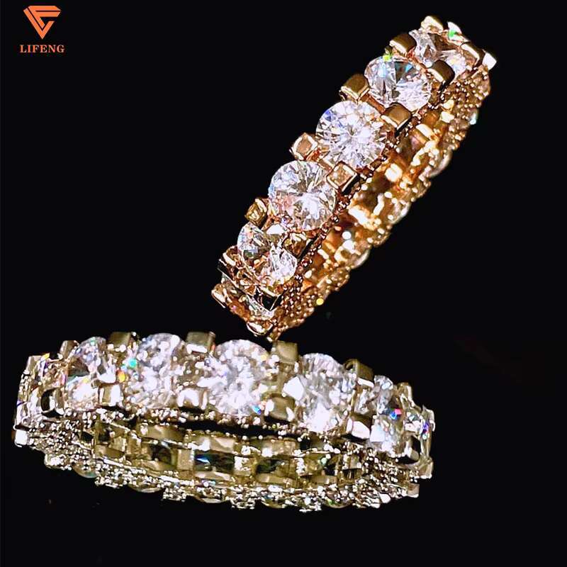 Luxury Jewelry 4mm Moissanite Ring 925 Sterling Silver Gold Plated Fashion Ring for Men and Women