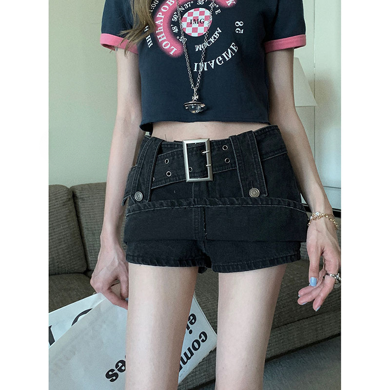 New women's skirt pants denim skirt pants women's summer new high waisted spicy girl short skirt tight retro A-line skirt pants new designer