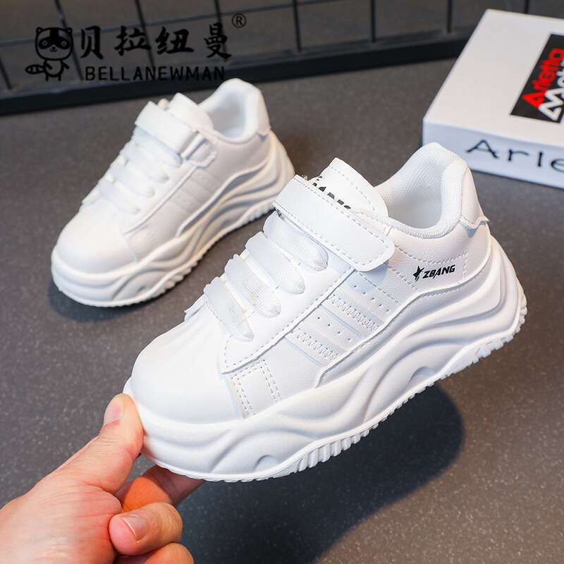 Children's Trendy White 2025 Spring and Autumn New Korean Style Girls' Fashion Thick-Soled Sneakers Boys' Versatile Casual Shoes