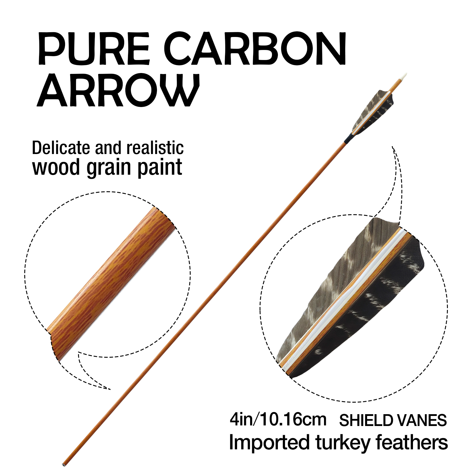 31inch Hunting Arrows Without Arrowheads Woodern Spine250-600 Carbon Fiber Archery Targeting Arrows 6.2mm Practice Arrows for Recurve Bow and Compound