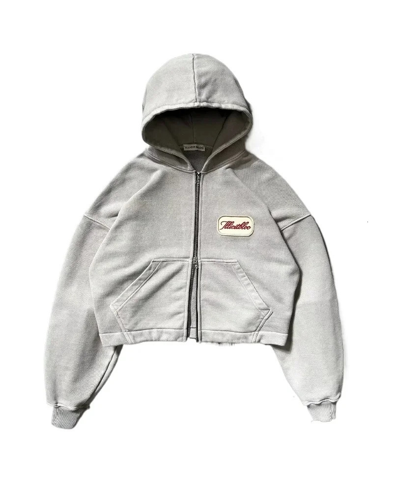 American Fashion Hip Hop Letter Embroidered Zipper Hoodie Men Street Y2K Casual Loose Fleece Padded Sweatshirt Unisex Hoodie 250709