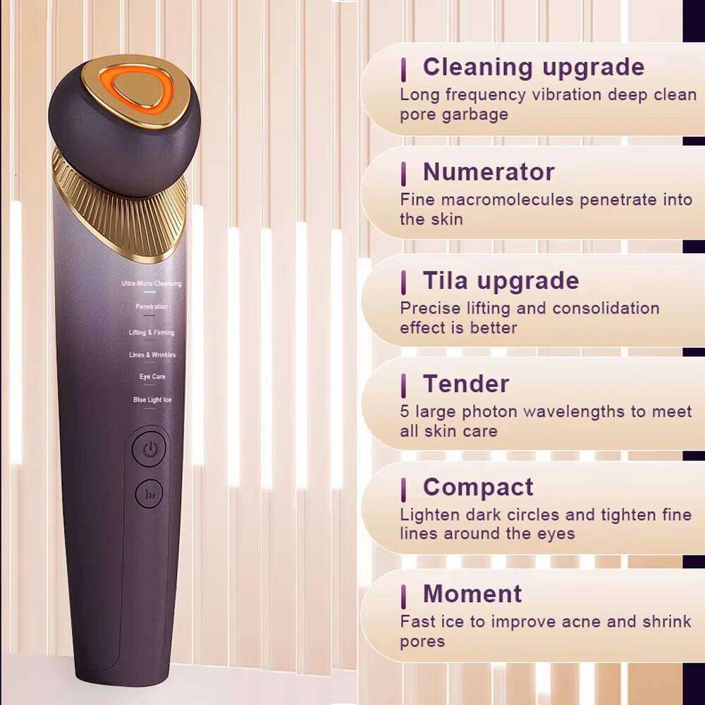 Microcurrent Face Lifting Massage Hot Cold Compress Deep Cleansing Skin Beauty Device EMS Facial Massager Eye Care