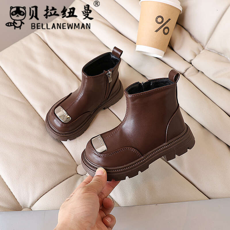 Children's British Style Martin 2024 Winter New Girls' Black Short Fashion Boots for Older Children