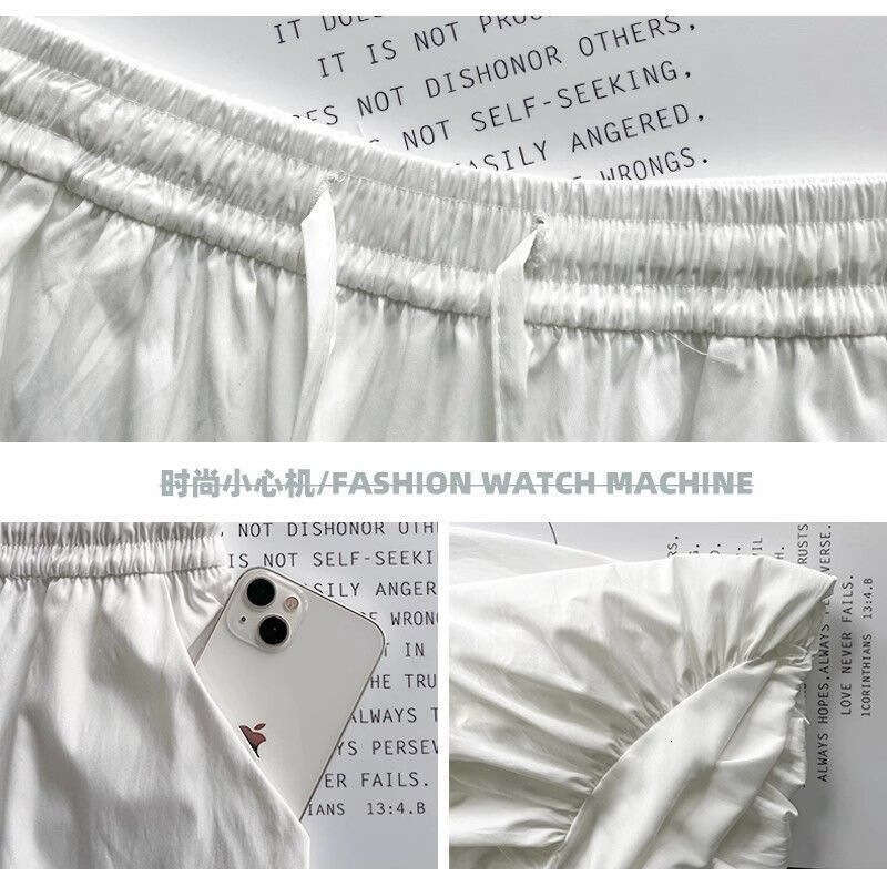 White Flower Bud Skirt For Women Summer High Waist Slimming Loose Versatile Lazy Style Lantern Wide Leg Pants B5