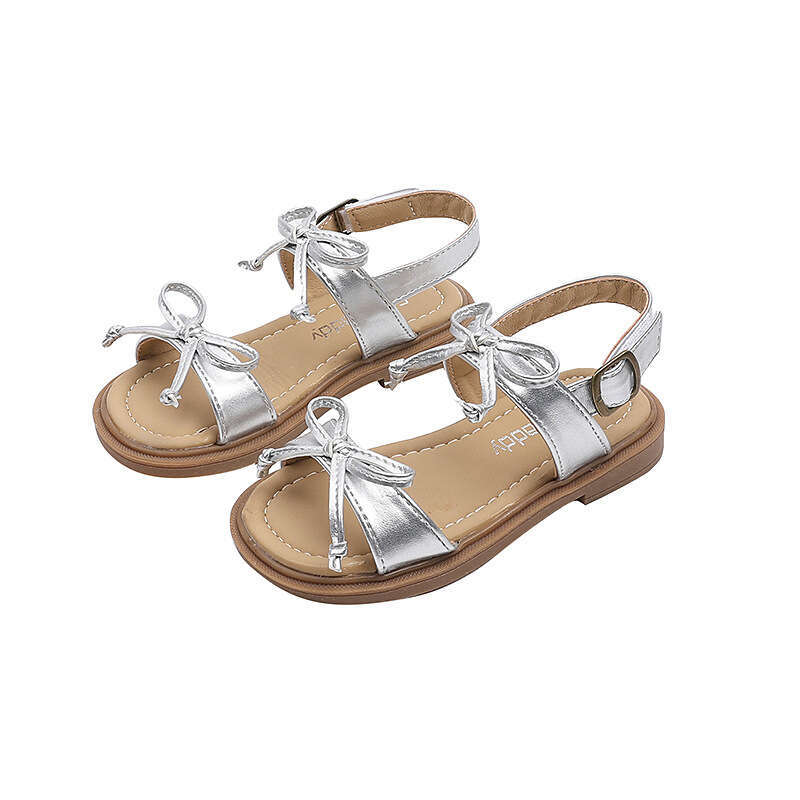 Choice Hot-Selling Girls' Bow Princess Sandals 2025 Summer New Children's Fashion Soft Sole Beach Shoes