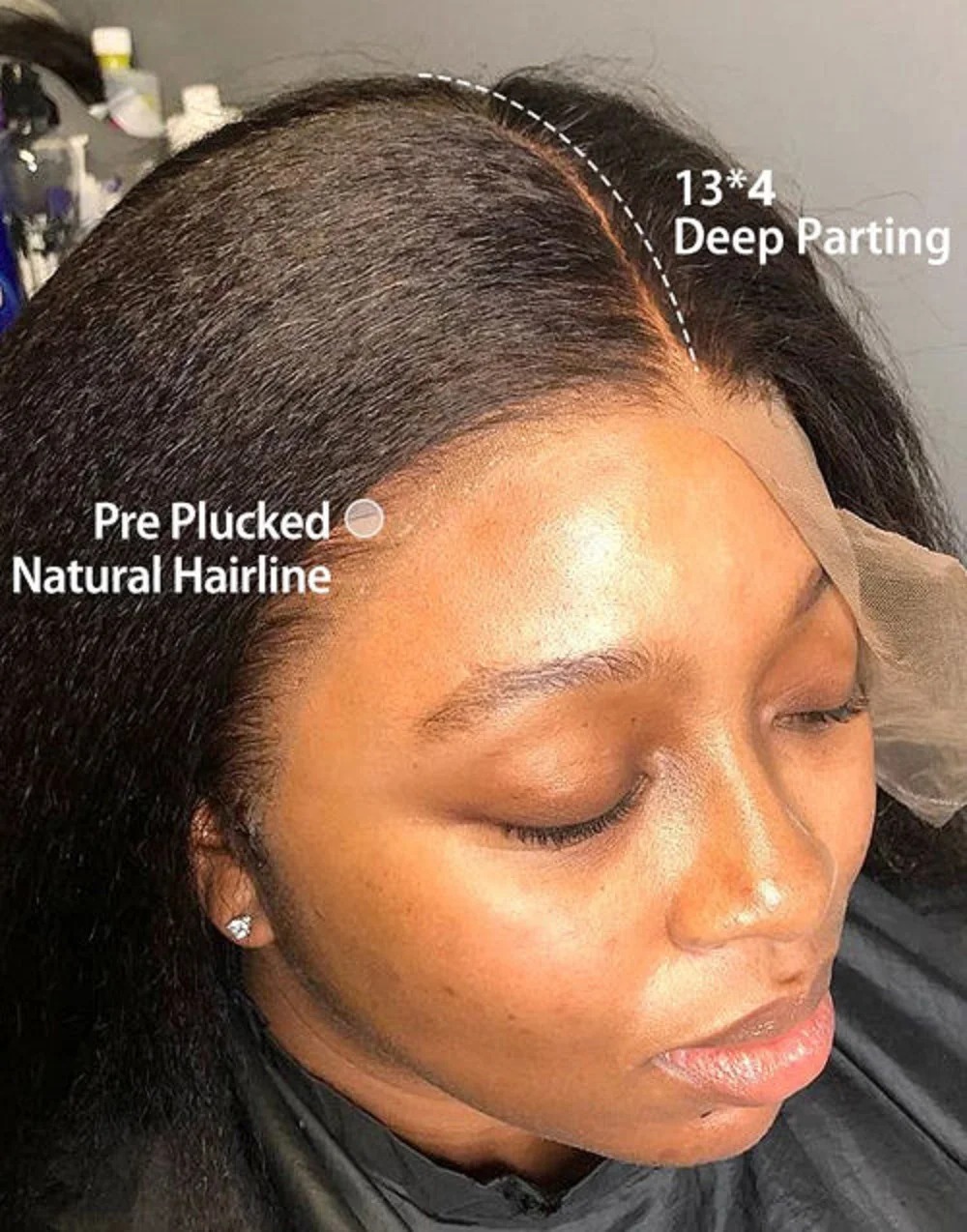 Kinky Straight Lace Front Wig Human Hair For Women 13x4 HD Transparent Lace Closure Wigs Yaki Straight Wigs Synthetic Wig