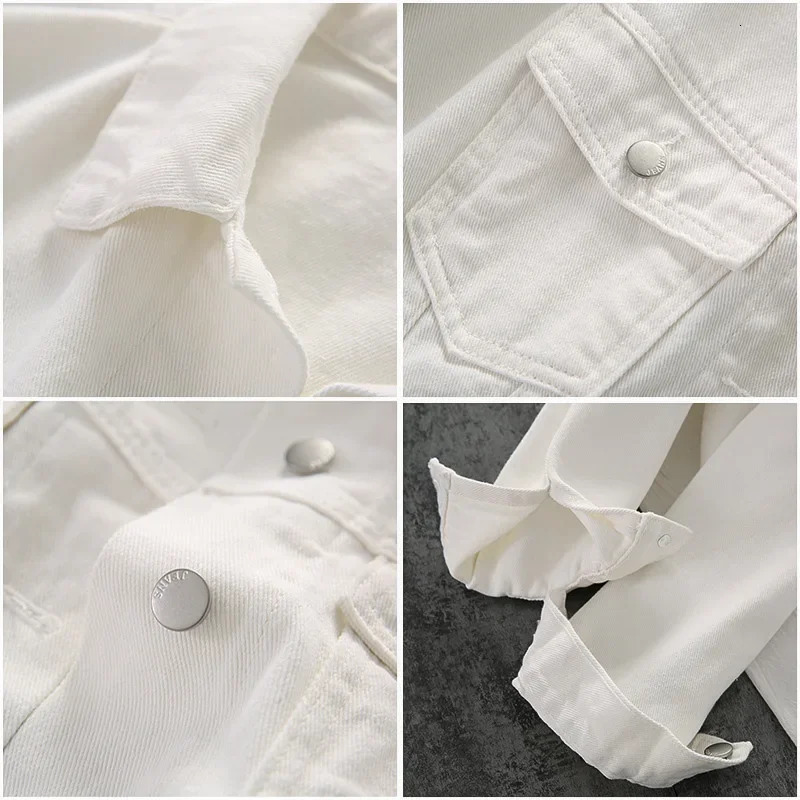 White Denim Jacket Women Simplicity Casual Small Short Simple Chaqueta Mujer Veste Femme Streetwear Basic Jackets Autumn 250709