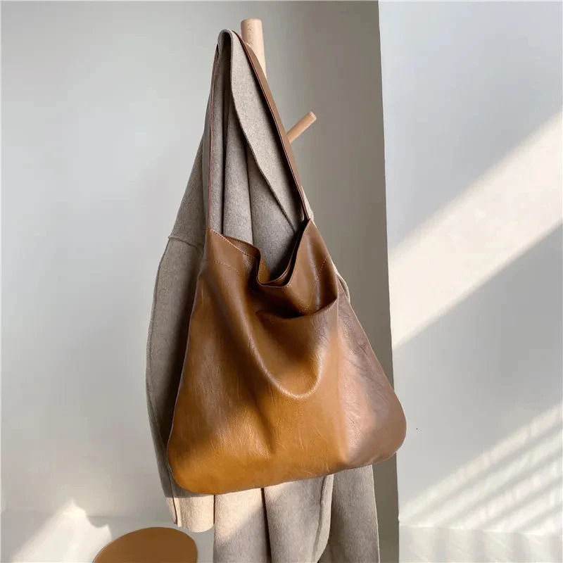 Handbag Vintage Pu Leather Shoulder Bags For Women Large Capacity Soft Leather Female Shopping Bag Pack mochila 250704