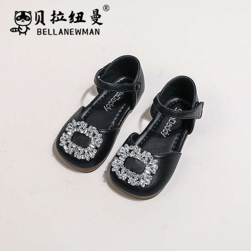 SHEIN Niche Design Girls' Princess Shoes 2025 Summer New Fashion Children's Rhinestone Closed-Toe Sandals