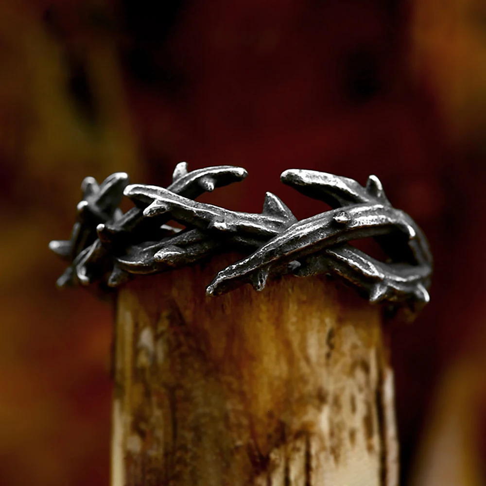 n 316L Stainless Steel Jesus Crown Thorns Rings For Man Women Vintage Black Couple Ring Fashion Cute Jewelry Wholesale 250712