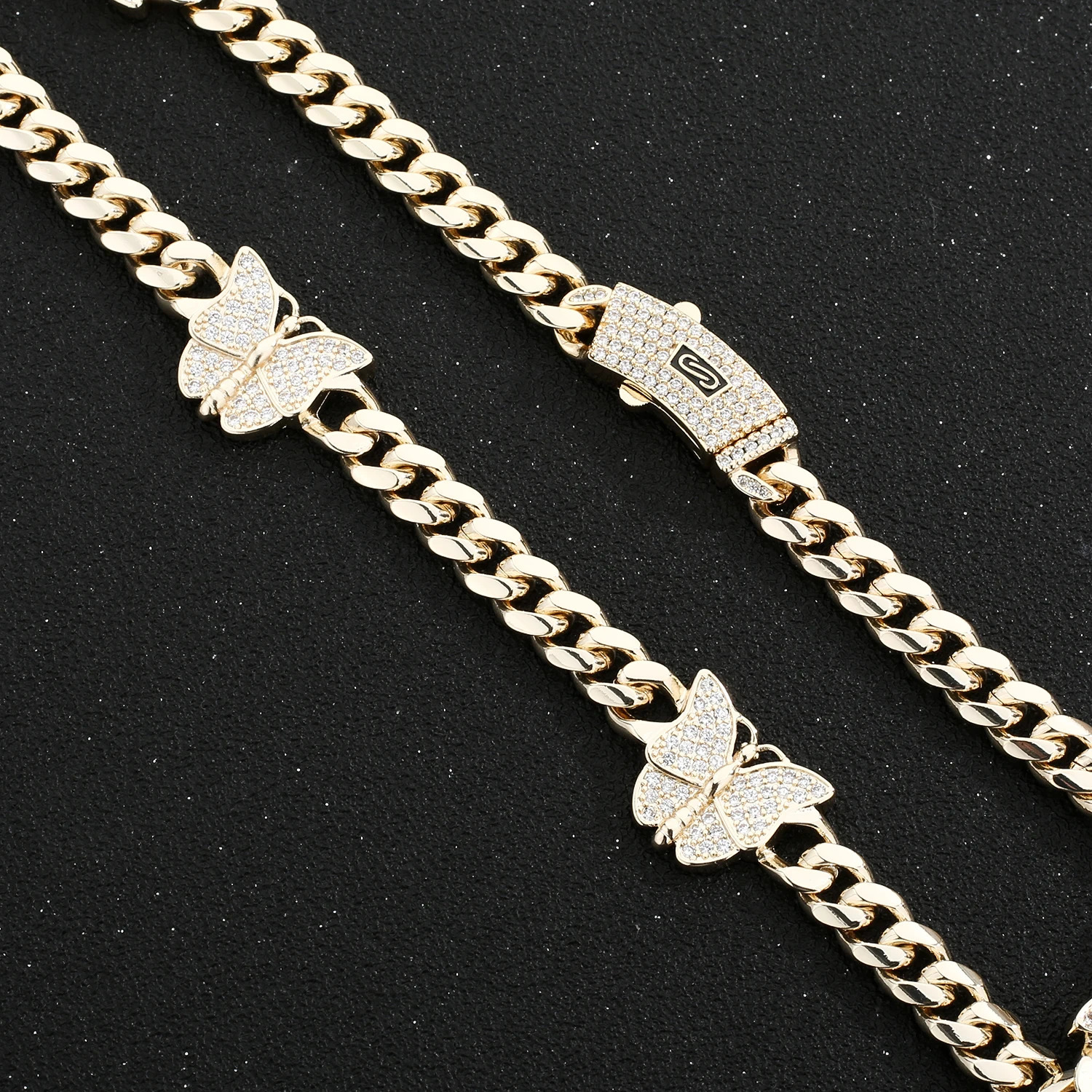 Butterfly Necklace 14K Gold Plated Copper with White Zirconia 45cm 50cm 55cm I2K Layering Jewelry 250712
