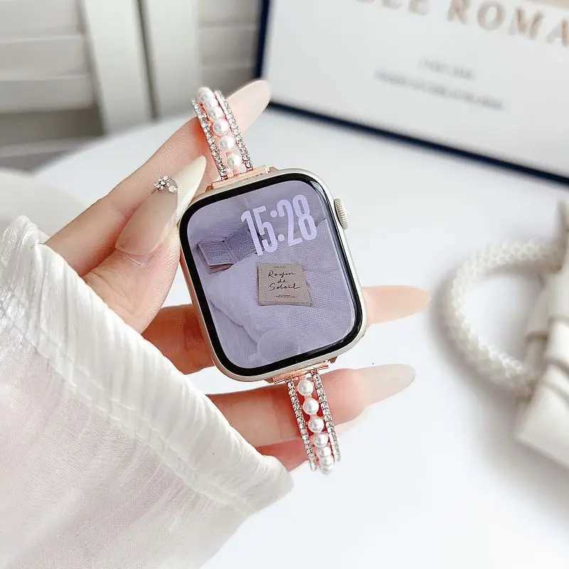 Diamond Pearl Strap for Watch Band 49 46 44 45 42 41 40 38mm Wen Wristband Jewelry Bangle Bracelet for iWatch S10 9 8 7 Y250714