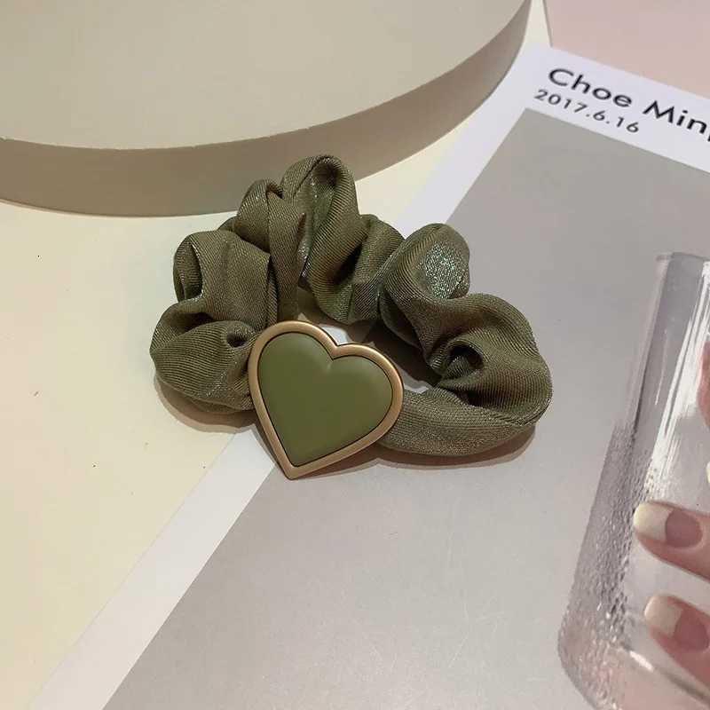 Shiny Heart-shaped Silk Hair Ties Ponytail Holders Hair Accessories Heart Shape Pearl Chiffon Bow Elastic Hair Band Wholesale W250714E