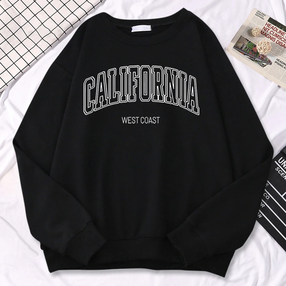 Winter Fashion WomenS Sweatshirts California West Print Hooded Crewneck AllMath Pullovers Loose Warm Female Streetwear 250707
