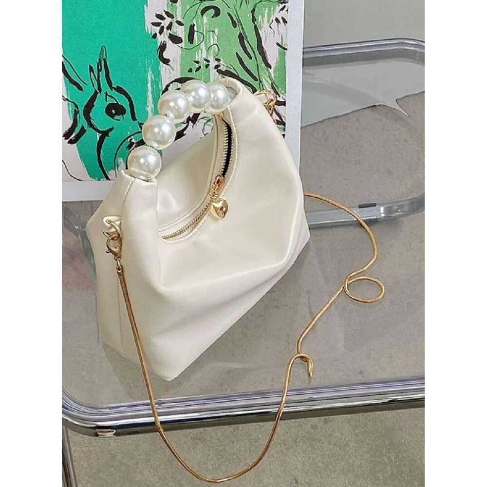 Pearl Handle Women Small Clutch Handbags Fashion Chain Female Shoulder Messenger Solid Color Ladies Hobos Tote Purse Bag