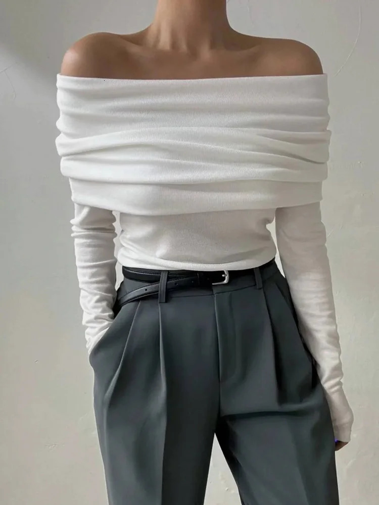 Tossy Sweater Knit Pullover Backless Women Slim Bandeau Solid Cropped Top Streetwear Off-Shoulder Elegant Autumn Knitwear Top 250708