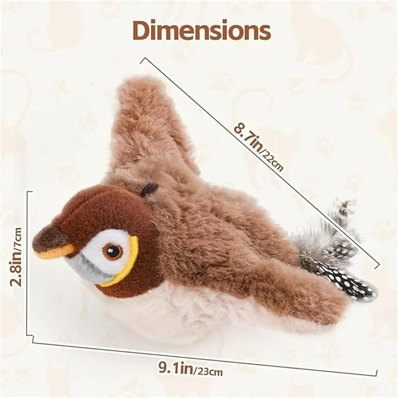 Interactive Cat Toys Rechargeable Chirping Flapping Birdno Flying with Catnip for Indoor Cats Touch Activated Plush Toys 250716