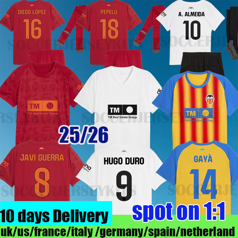 valencia cf 25 26 soccer jerseys camisetas de futbol men kids kit Valencia football shirts 2025 2026 third kids kit camiseta vcf HUGO DURO GAYA MUSAH HUGO chemise