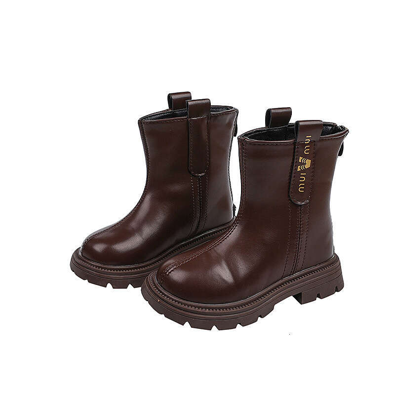 Girls' Fashion Slim 2024 Autumn New Medium and Large Children's Leather Short British Style Martin Boots