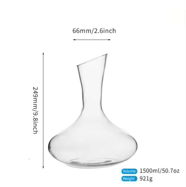 1500ml Wine Decanter 50.7oz High Performance Transparent Glass Elegant Modern Design for Restaurant Use