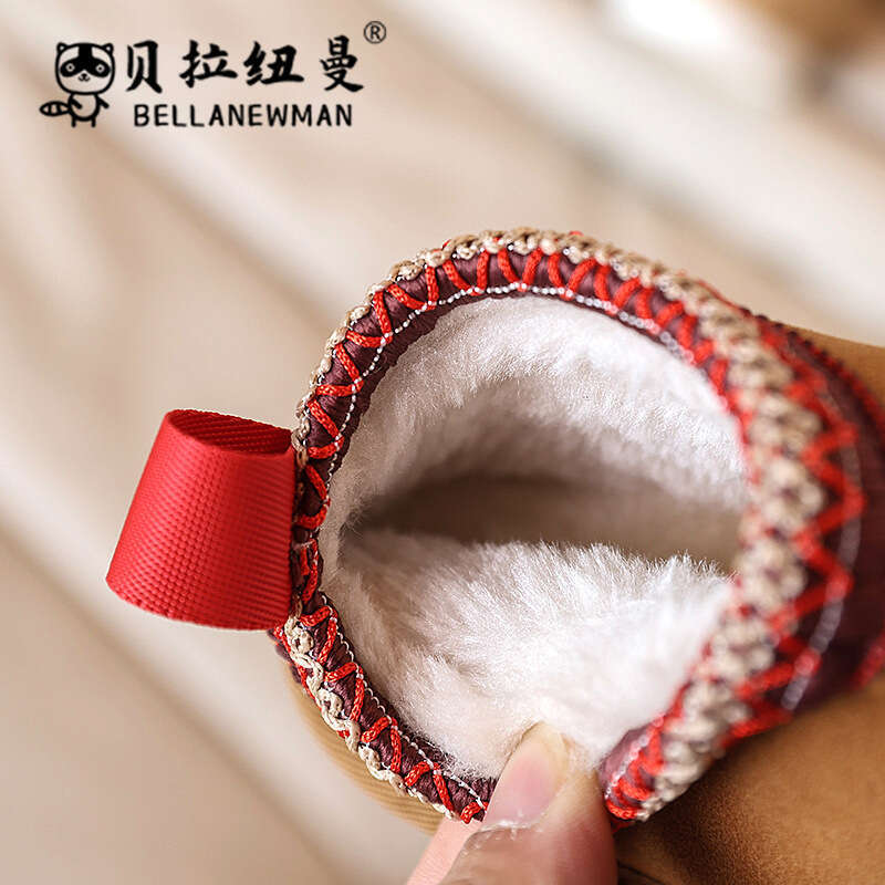 Children's Ethnic Style Lace Snow 2024 Winter New Girls' Warm Cotton Shoes Toddler Comfortable Short Boots