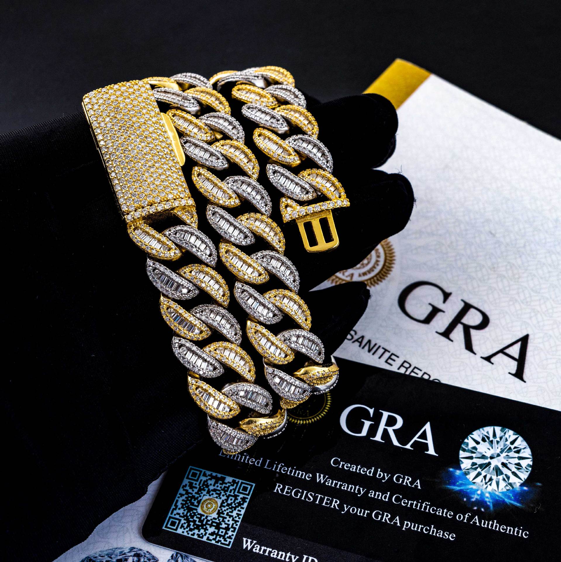 15mm Hip Hop Bracelet With Zircon and Shiny Miami Punk Style Silver/Gold Sterling Diamond and Pearl-for Parties Gifts