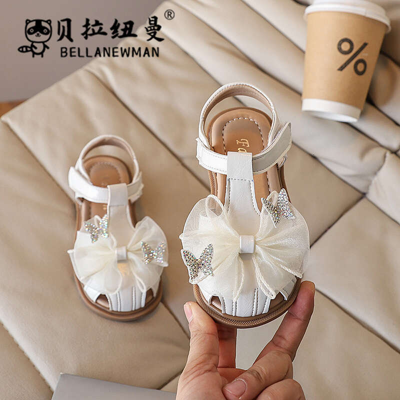 SHEIN Niche Design Sandals 2025 Summer New Girls' Stylish Bow Princess Children's Closed-Toe Shoes