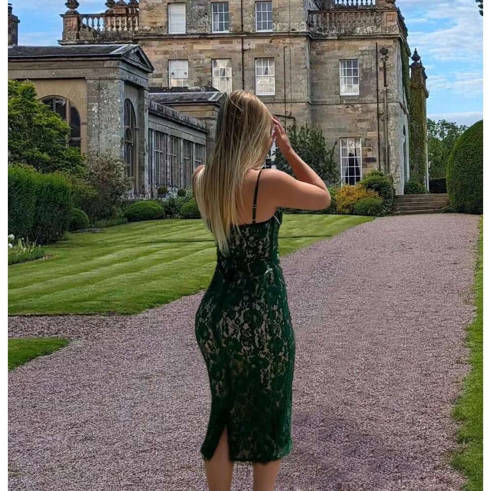 Suninheart Summer Midi Green Dress Elegant Spaghetti Strap Wedding Guest Party Sexy Birthday Dresses for Women