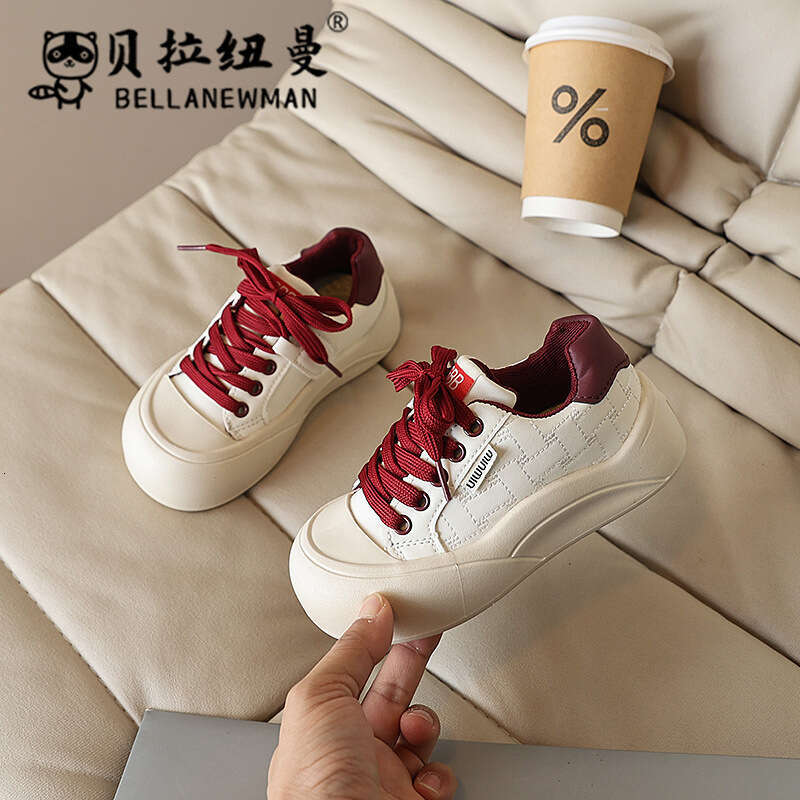 Choice Big Toe Bread 2025 Spring and Autumn New Korean Version Children's Thick-Soled Casual Sneakers Girls' White Shoes