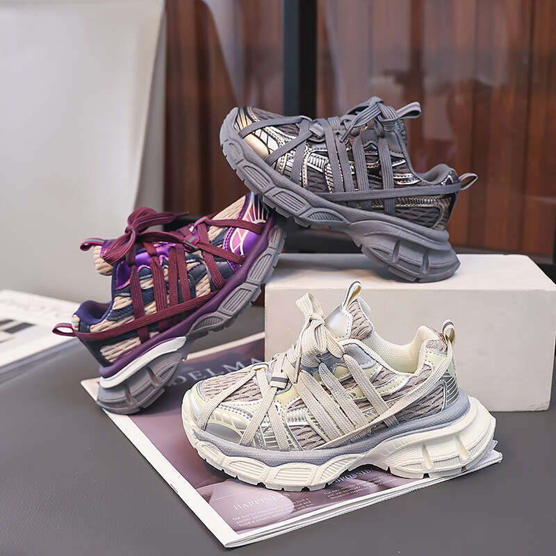 Girls' Fashion Dad 2025 Spring and Autumn New Korean Style Children's Color Block Sneakers Boys' Lightweight Running Shoes