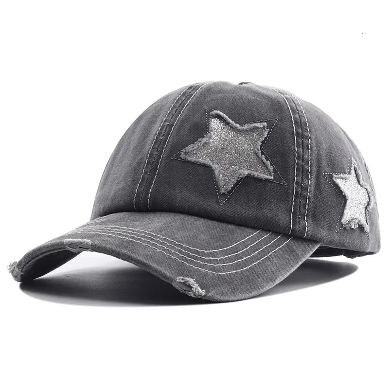 2024 Star Hollow Out Tail Baseball Cap for tail Hat Women Hip Hop Adjustable Distressed Hats Casquettes Femmes 250704