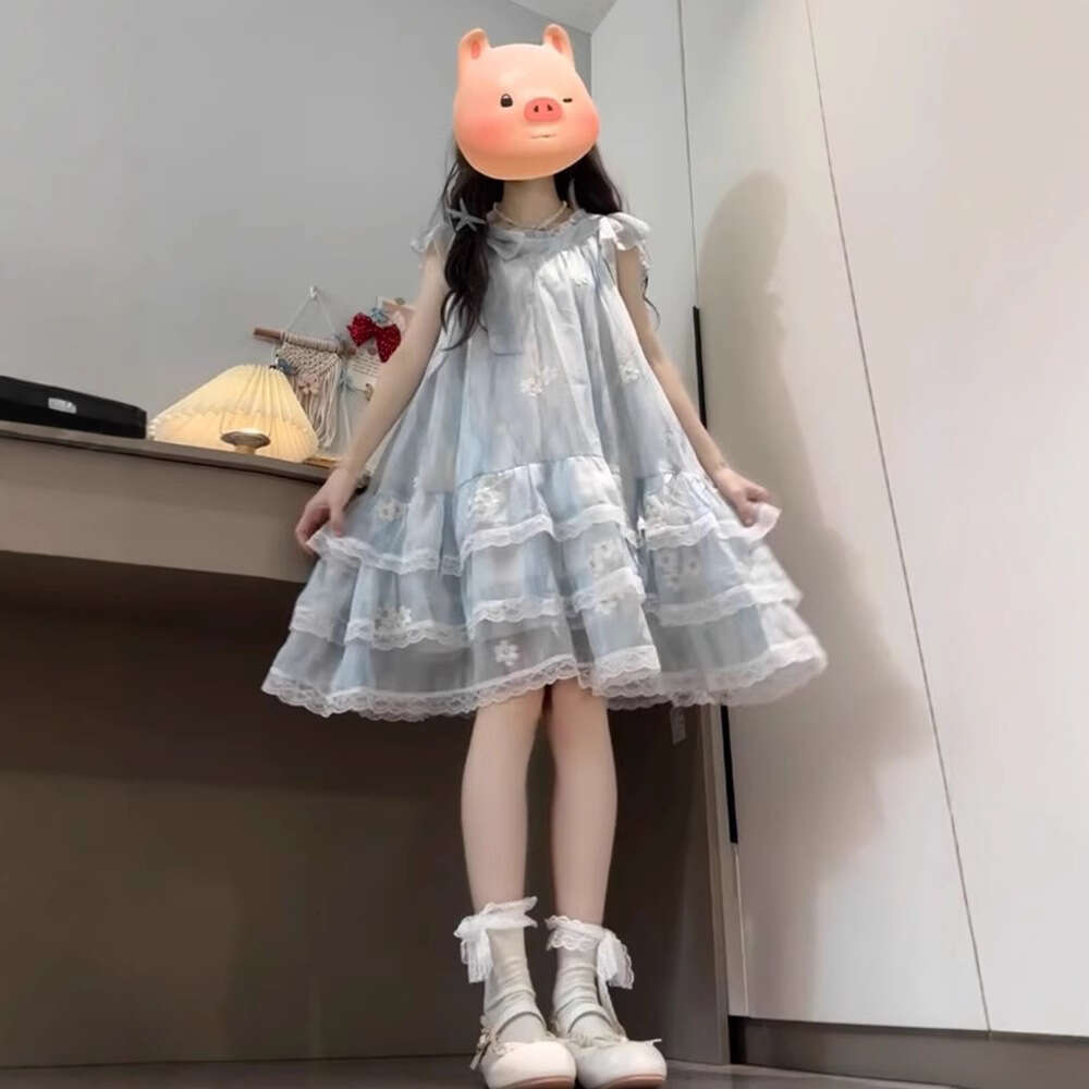 Pure Desire Sweet Little Flutter Sleeve Floral For Girls Summer Petite High-End Elegant Princess Puffy Short Dress B5