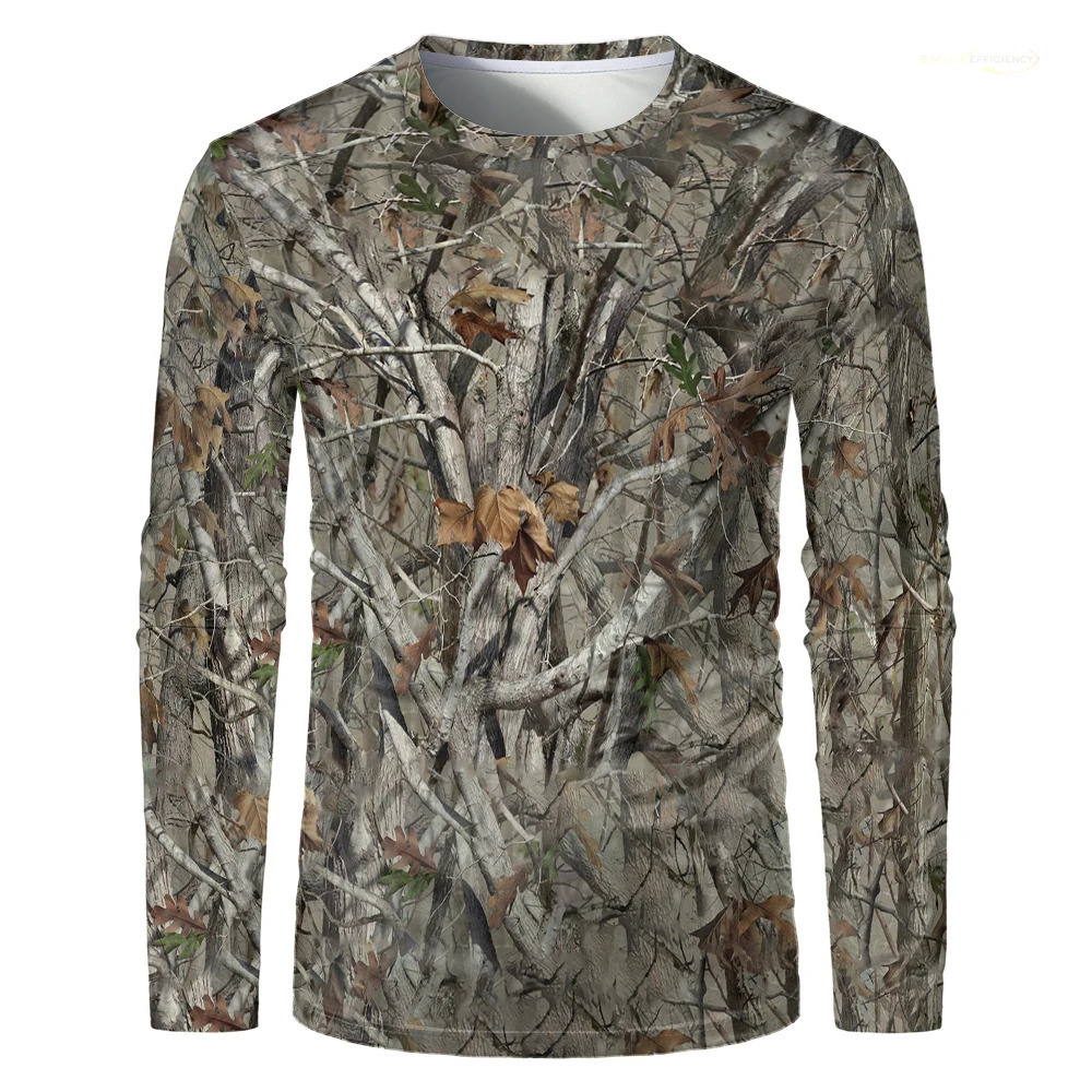 Camouflage Hunting TShirt Forest Print Men T Shirt Outdoor Sports Long Sleeve Trip Tactical Training Oversize Top Mens Clothing 250707
