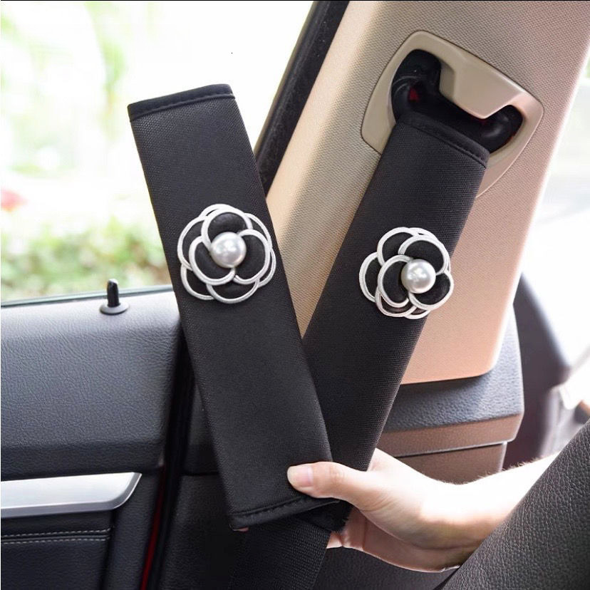 Bowknot Universal Car Safety Seat Belt Cover Pearl Flower Ice Silk Auto Shoulder Pad Styling Seatbelts Protective Car Accessorie