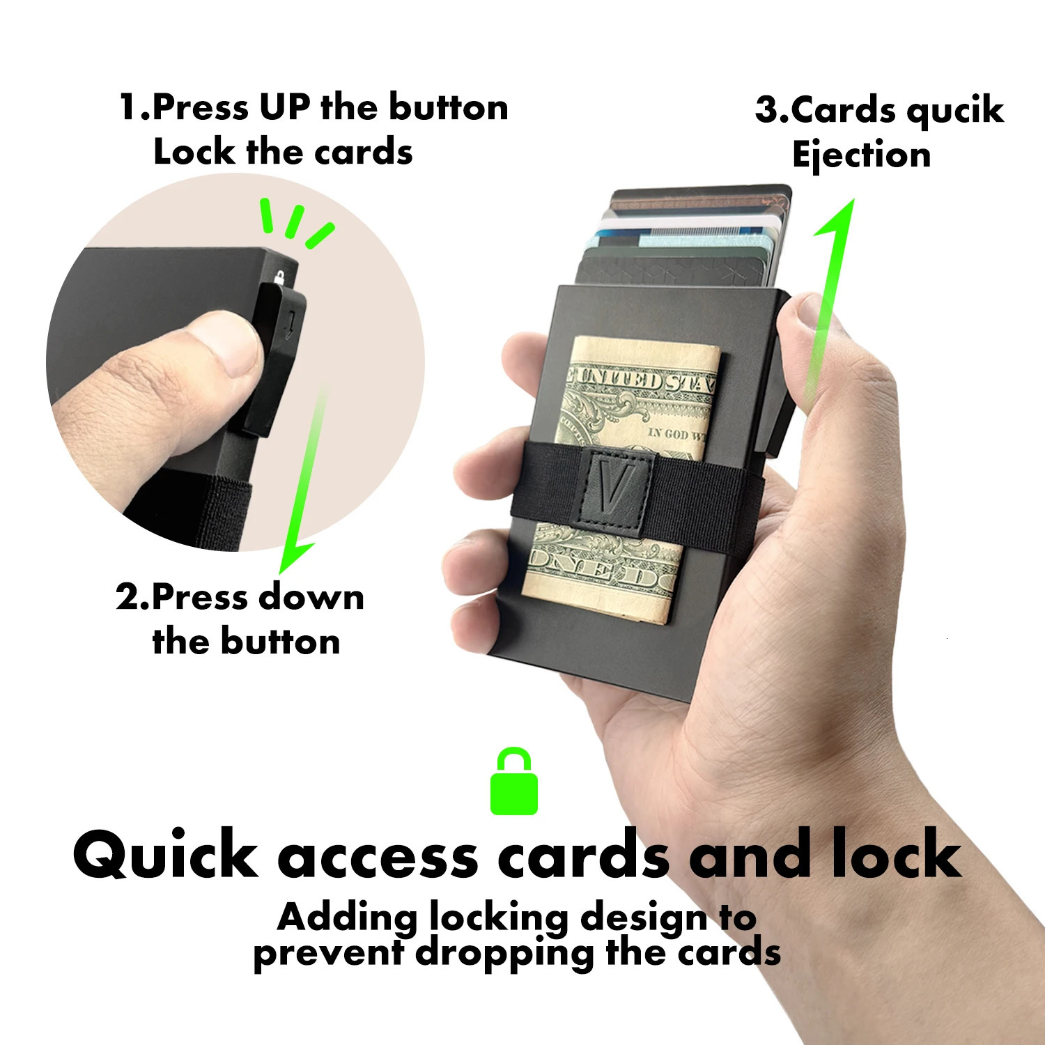 Smart Airtag Wallet Men Metal Wallet with Airtag Holder - AirTag Wallet for Men Airtag Slim Minimalist Pop Up Card Wallet 250708