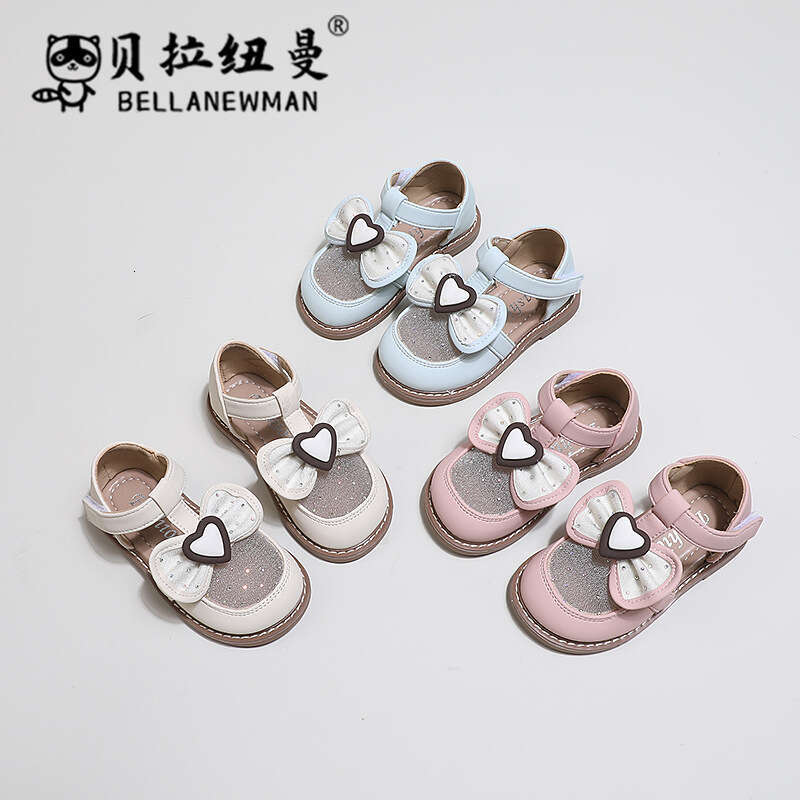 Girls' Bowknot Princess 2024 Summer New Children's Soft Sole Closed-Toe Sandals for Toddlers and Kids