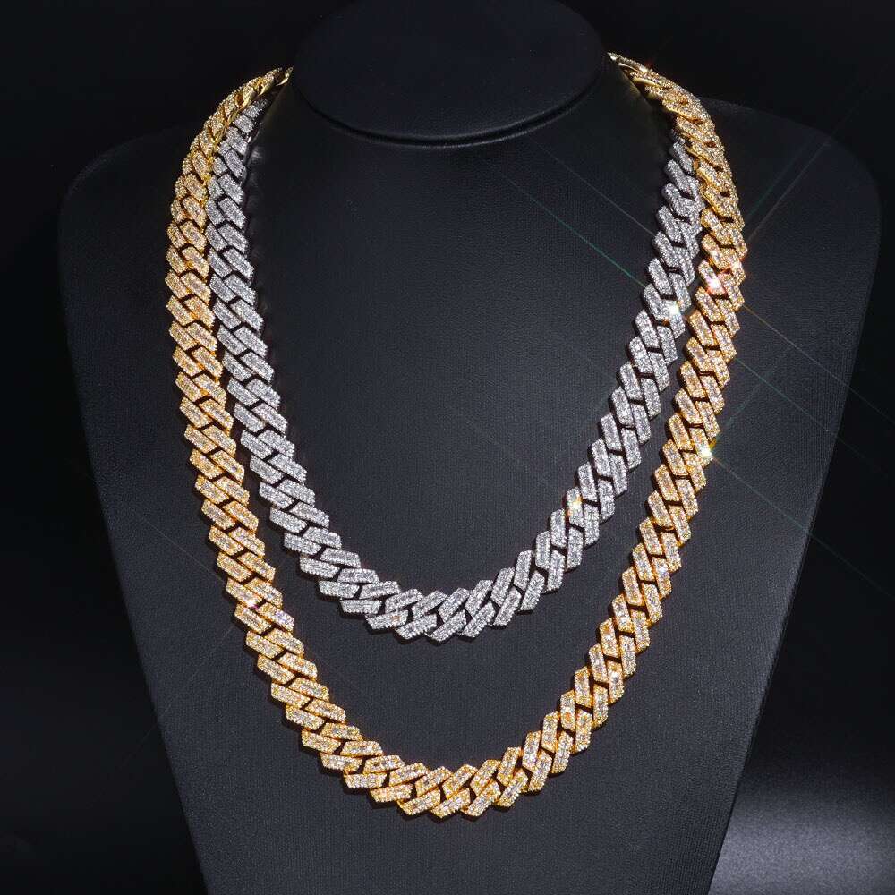 Top jewelry bracelet8mm Two Rows Pass Tester Iced Out Hip Hop VVVS1 Silicon Stone Cuban Chain NecklaceHip hop jewelry bracelet necklace