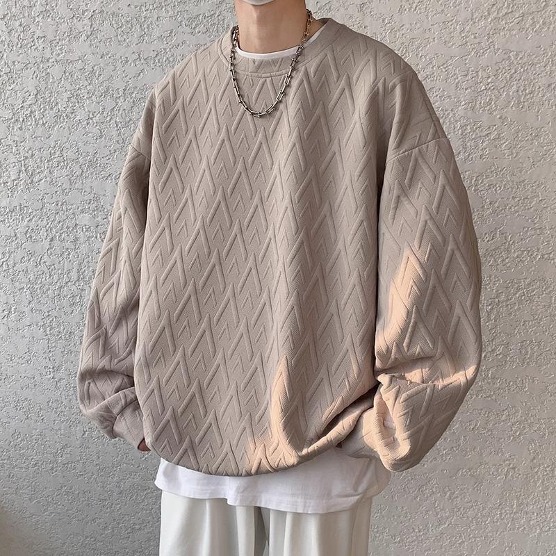 HL16335 collar jacquard sweatshirt men's long-sleeved T-shirt spring and autumn American loose casual men's clothing without hood