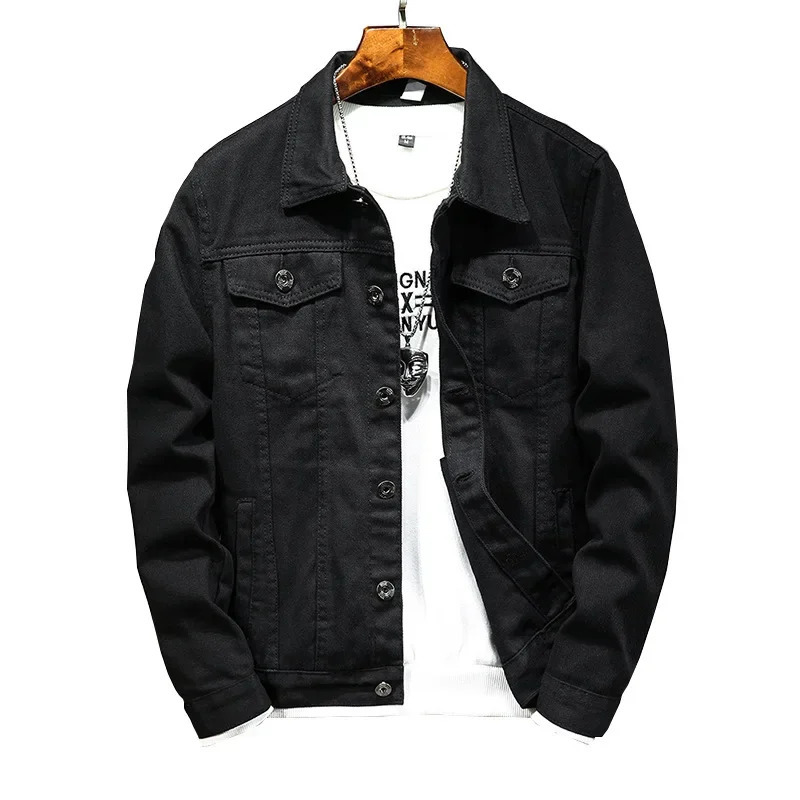 Denim Coats Men Jacket Turn Down Collar Full Sleeve Coat Single Breasted Simple Solid Casual Regular Autumn Winter Jackets 250704