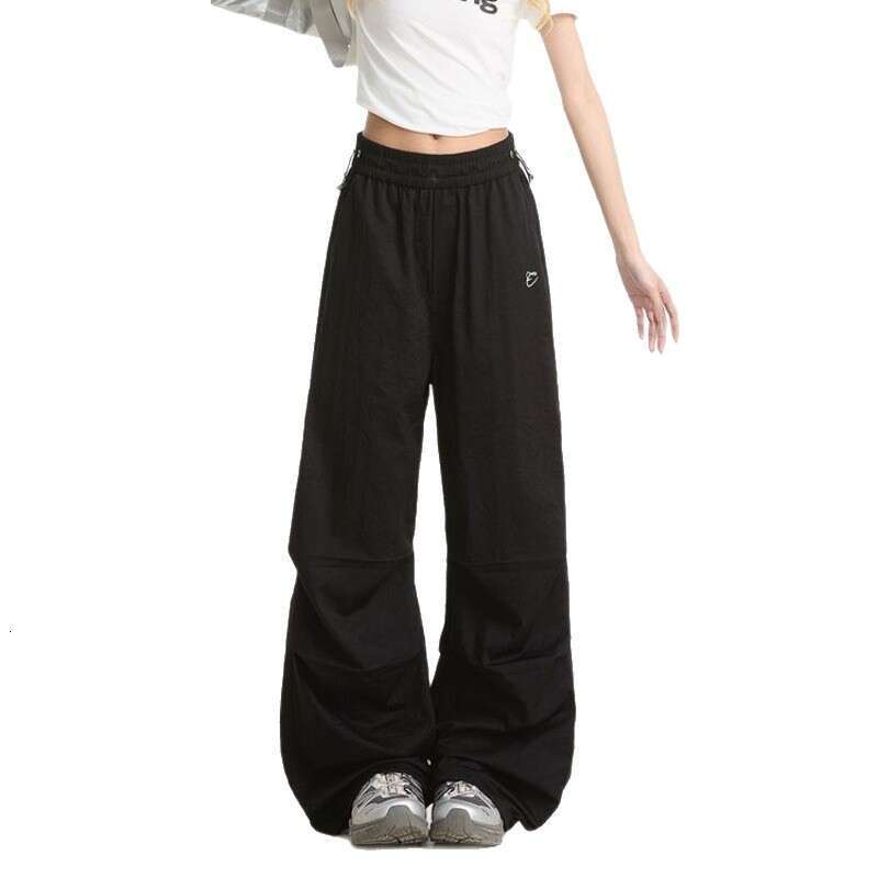 American Style White Cargo For Women Summer Embroidered Loose Casual Sports Quick-Dry Straight Leg Paratrooper Pants Trendy B5