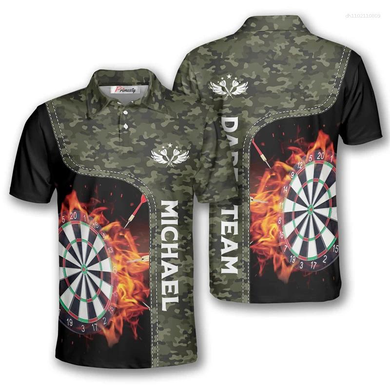 Men's Polos Dart Pattern 3D Print Polo Shirt Personalized Name Casual Fashion Short Sleeved T-shirt Pullover Logo Customization Tops 81