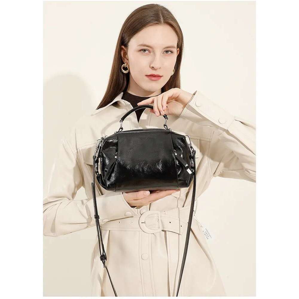 Genuine Leather Women Boston Crossbody Shoulder Cowhide Commuter Shopping Pillow Bag Handbag Gift for girl