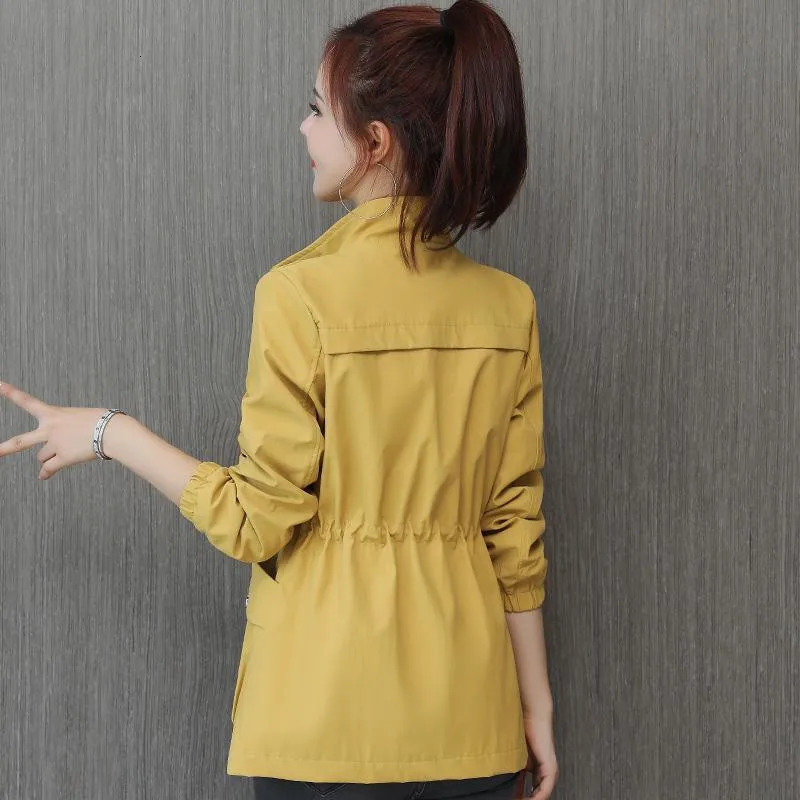 Womens Windbreaker Coat Spring Autumn Slim Basic Zipper Jacket With Lining Ladies Short Windbreaker 3XL H220 250708